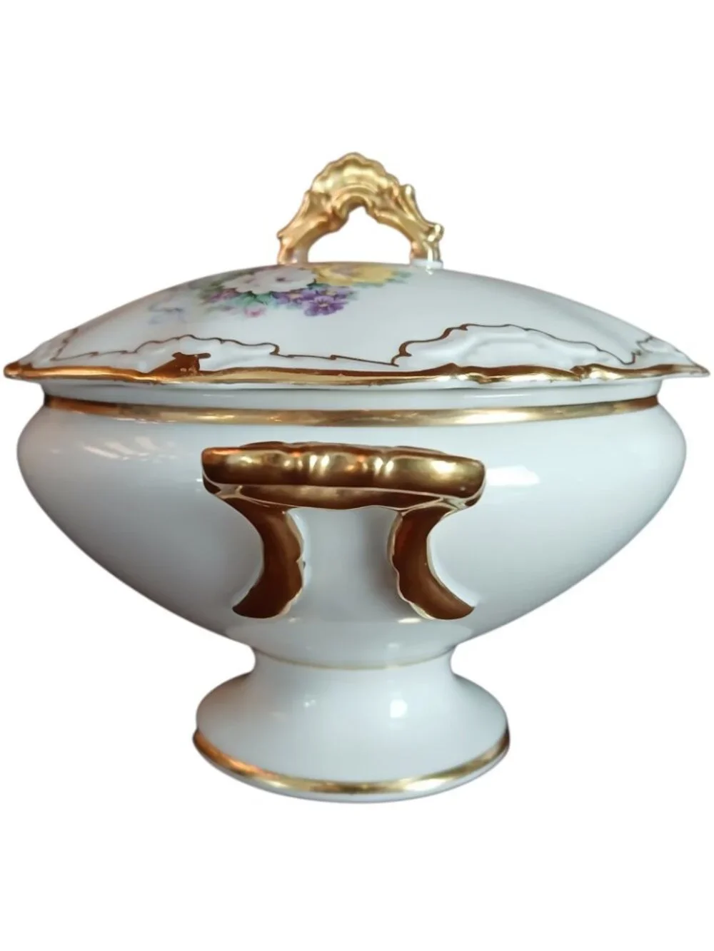 Alka Kunst Bavaria Petite Covered Tureen Floral Gilt Hand Painted Porcelain 8 in
